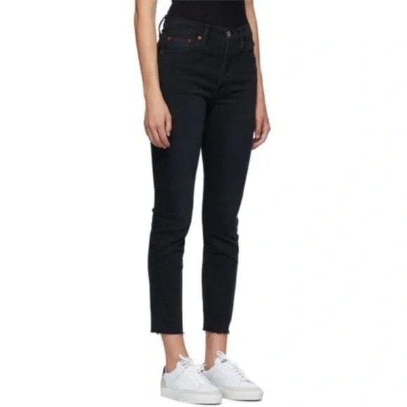 REDONE ORIGINALS High Rise Ankle Crop in Black Size 24 - Picture 1 of 14